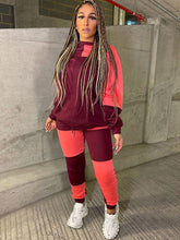 Zweiteiliger Fleecepullover in Farbblock-Optik und lange Hose